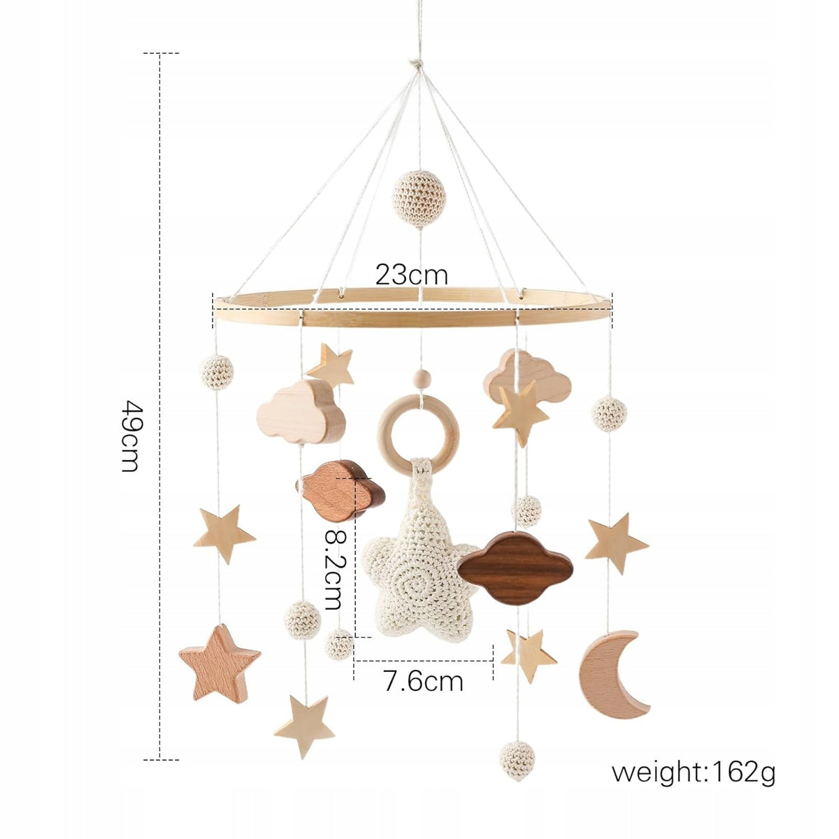 Móvil de madera y tela para cuna BOHO SWECOMZE