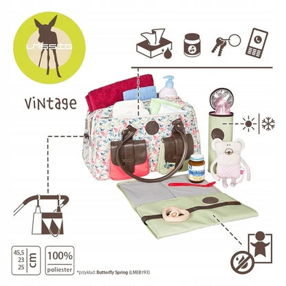 LASSIG Vintage Metro Bag torba na pieluchy i akcesoria + dodatki – elegancka torba vintage 100% poliester