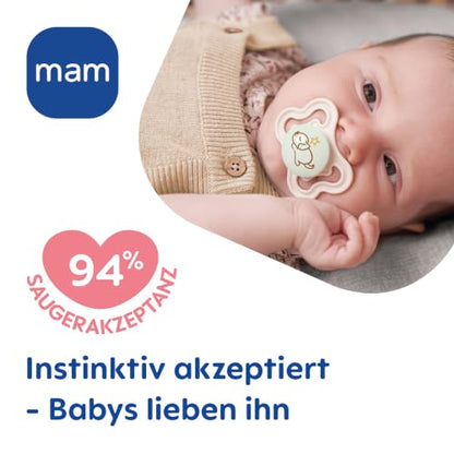 MAM Supreme Night smoczek uspokajający silikonowy 0-6m x2 ŚWIECĄCE dla niemowlęcia, świecący w ciemności