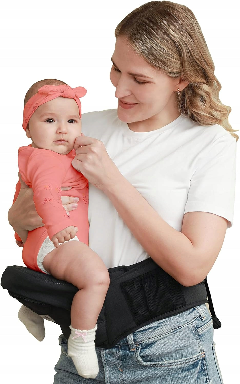 BABYMUST fotelik nosidełko biodrowe 4-30 kg, nosidełko dla niemowlęcia na biodrze, czarne