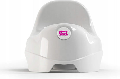 OKBABY nocnik 18 m+ biały, ergonomiczny nocnik dla dzieci z osłoną przed rozpryskami, polipropylen BPA free