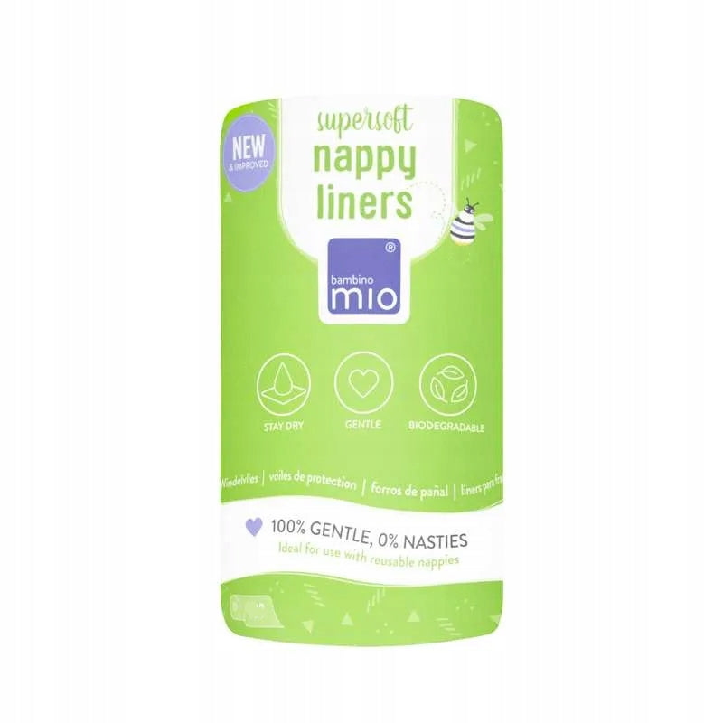 BAMBINO MIO nappy liners bibułki do pieluszek 50, biodegradowalne wkładki do pieluszek wielorazowych