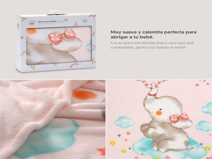 Interbaby Elefante Cometa manta rosa 110x140 cm