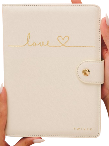TWIVEE Love funda para tarjeta de embarazo de piel sintética 15,5 x 21 cm
