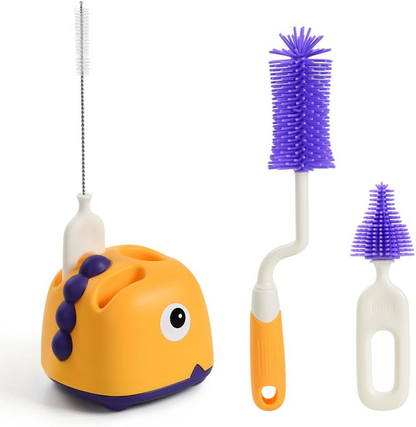 VICLOON set 3 en 1 cepillos de silicona para limpiar biberones, chupetes y pajitas 32cm
