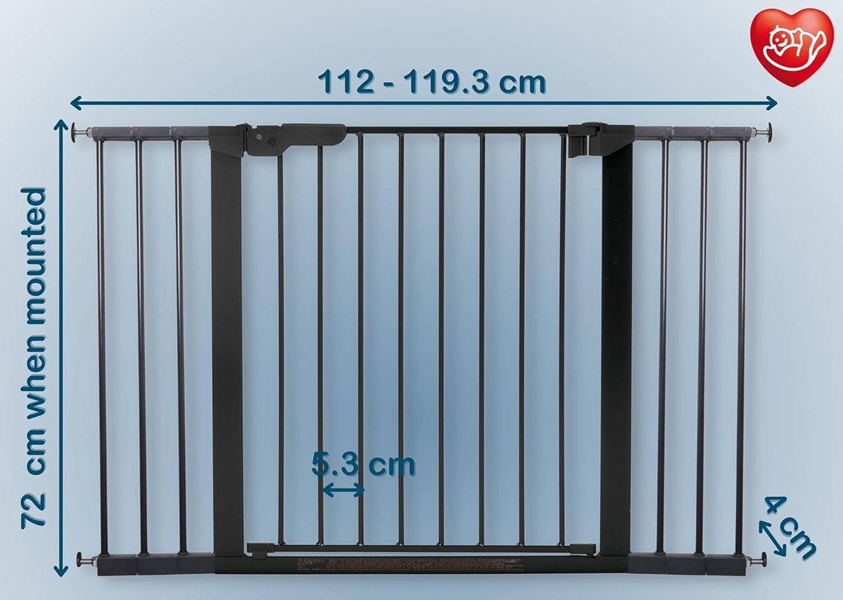 BABY DAN PREMIERE barrera de seguridad para escaleras, instalación sin taladrar, 112-119,3 cm
