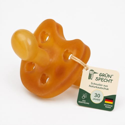 GRÜNSPECHT smoczek z kauczuku naturalnego 0-6m brązowy uspokajający dla niemowląt niemieckiej marki