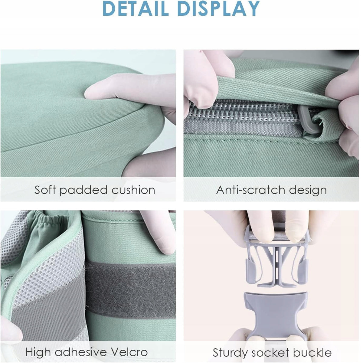 SONARIN fotelik nosidełko biodrowe 0-36msc, zielony, soft padded cushion i sturdy socket buckle