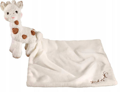 SOPHIE LA GIRAFE kocyk do przytulania 23 x 23 cm beżowy komforter przytulanka dla niemowląt 0+