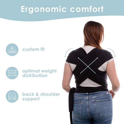 SLEEPY WRAP chusta elastyczna do noszenia zapewnia ergonomiczne wsparcie, custom fit i równomierne rozłożenie ciężaru