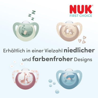 NUK First Choice smoczek uspokajający silikonowy x2 18-36m w różnych wzorach Małpka/Kangur