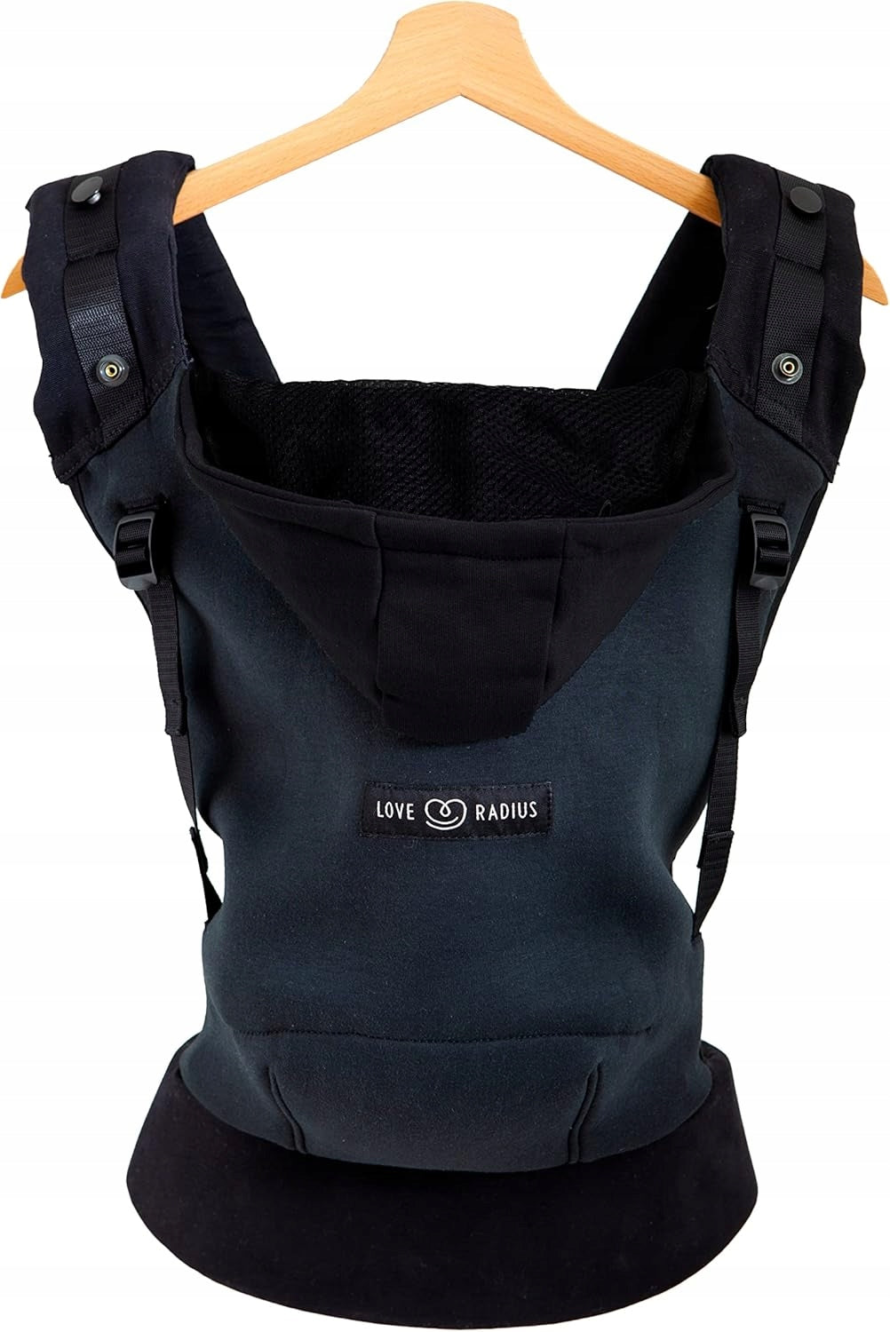 LOVE RADIUS nosidełko ergonomiczne z kapturem HOODIE CARRIER czarne, fizjologiczne nosidełko dla dziecka
