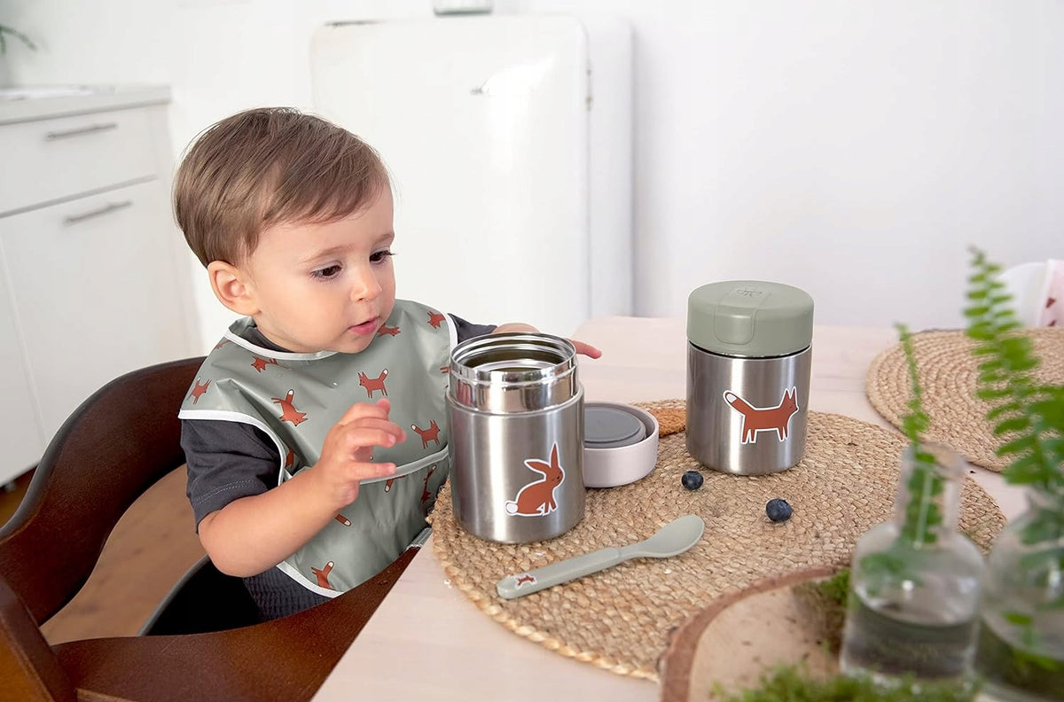 LASSIG Food Jar TERMOS OBIADOWY stal nierdzewna 315 ml, różowy termos obiadowy z dzieckiem przy posiłku