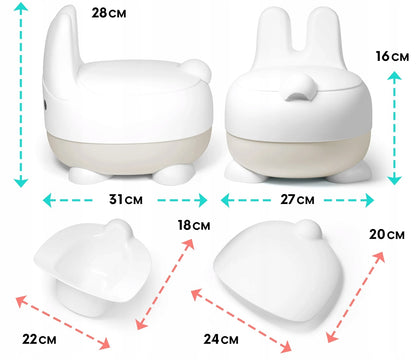 SUPERBE BEBE orinal con cambiador extraíble y tapa de CONEJO