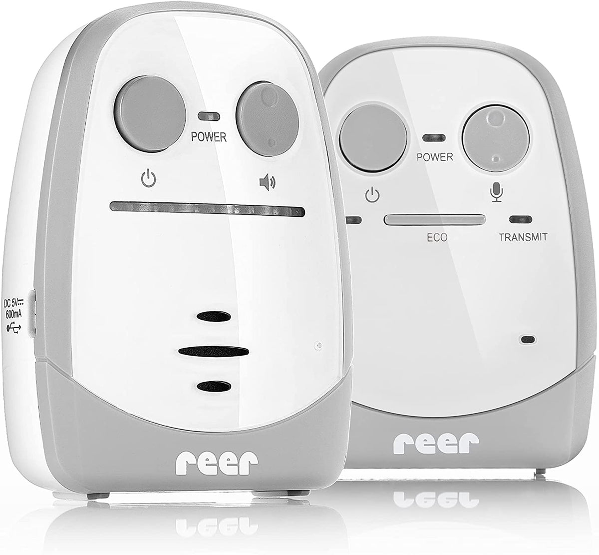 REER Nova niania elektroniczna cyfrowa 450m, biało-szary zestaw monitorów dla dziecka i rodzica