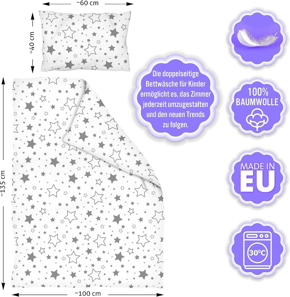 Juego de ropa de cama AMILIAN 2 piezas 100x135 / 40x60 algodón