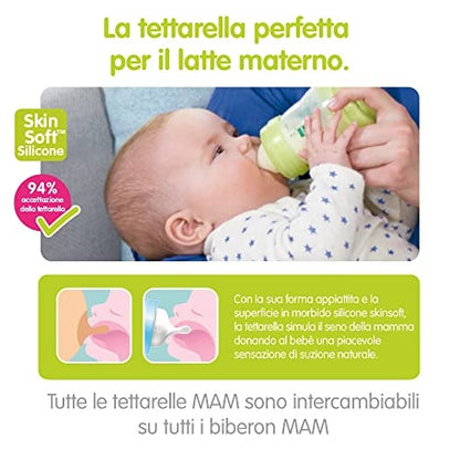 MAM tetinas para biberón talla 1 SkinSoft 0m+ x2