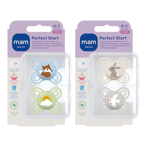 MAM Perfect Day & Night silicone pacifier 0-6m x4 GLOW-IN-THE-DARK