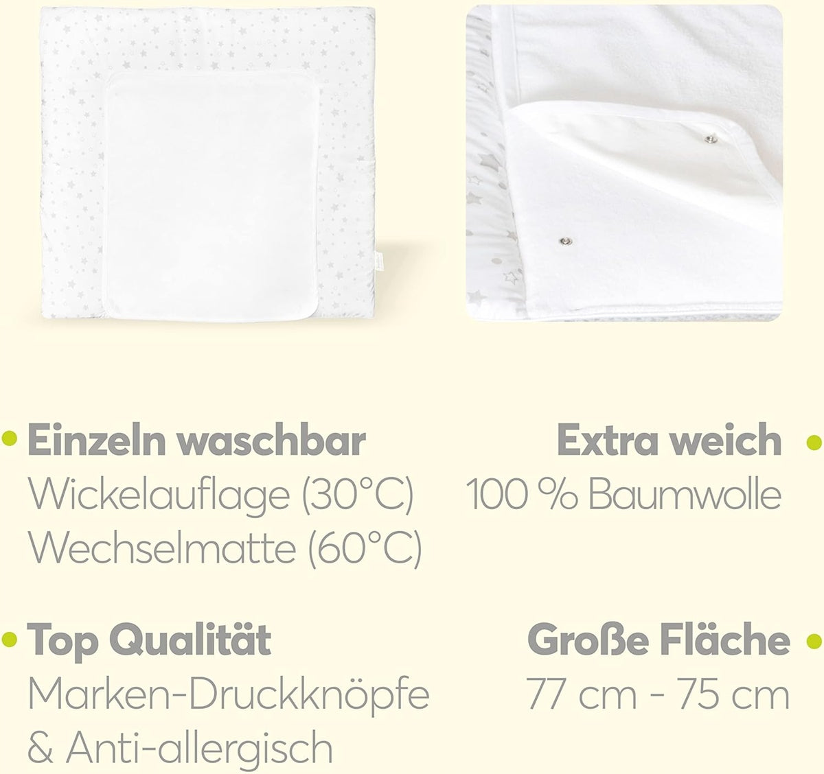 KOLIBRI cambiador suave 77x75 cm con funda desmontable