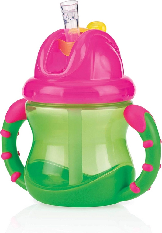 NUBY Vaso Flip-it antiderrame con pajita 12 m+ 240 ml