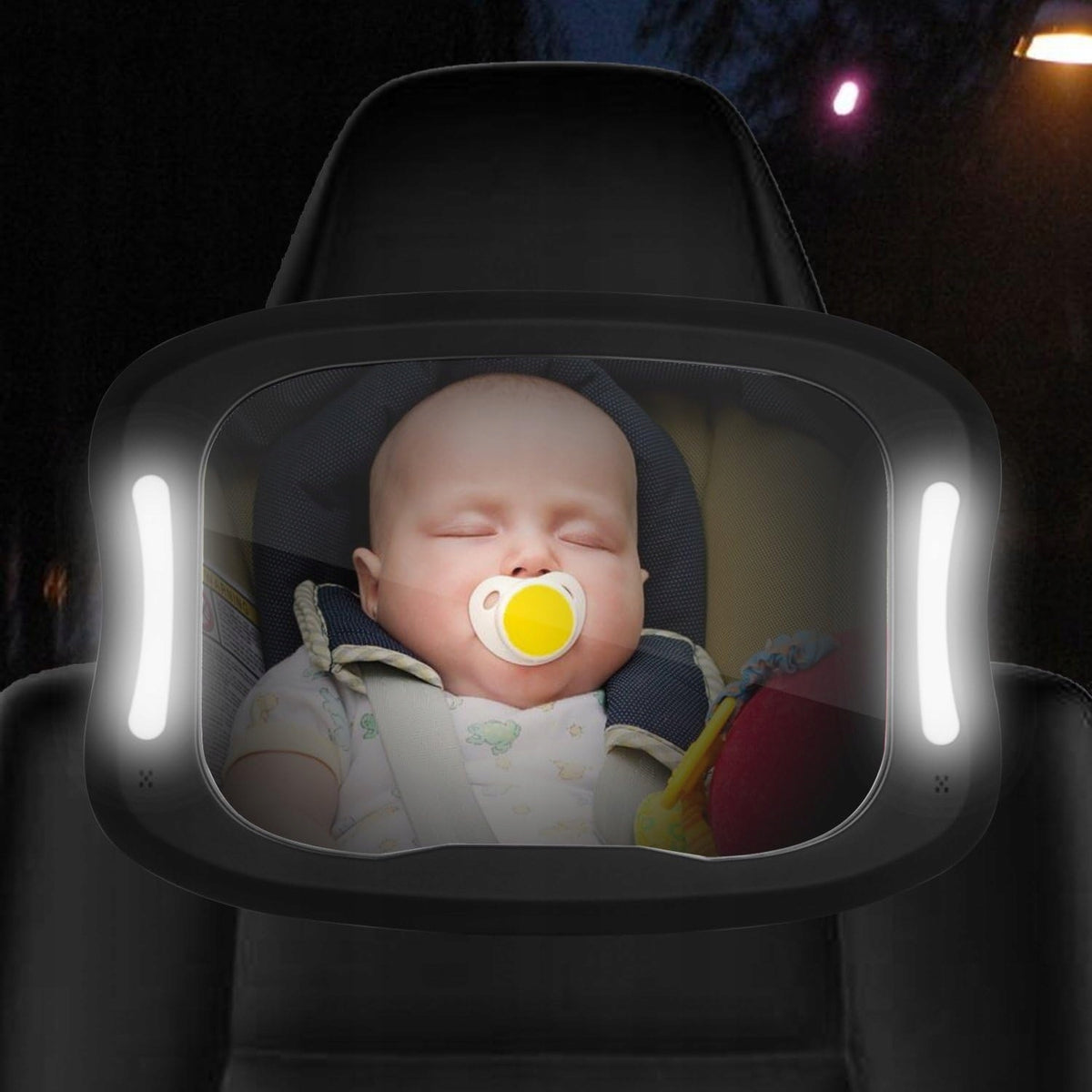 FITNATE lusterko do obserwacji dziecka LAMPKA + PILOT i 2 OSŁONY NA SZYBĘ, podświetlane, czarne