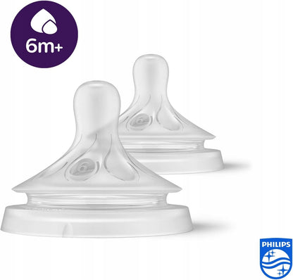 PHILIPS AVENT Natural RESPONSE smoczki 6m+ x2, silikonowe smoczki 6m+ z zaworem antykolkowym, bez BPA