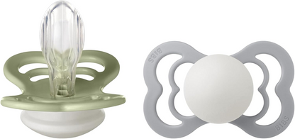 BIBS SUPREME GLOW chupetes calmantes de silicona 6m+ simétricos