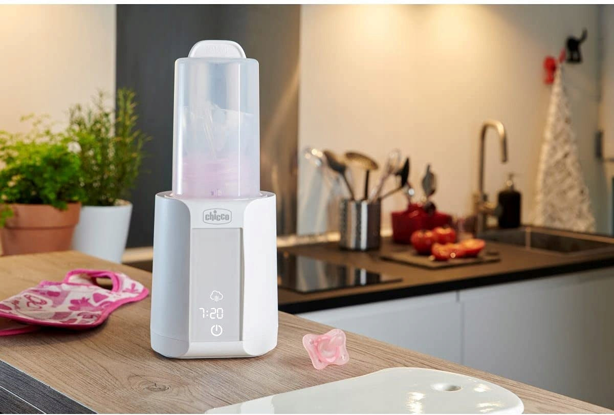 CHICCO podgrzewacz do butelek + sterylizator 2w1, cyfrowy model biały do butelek i słoiczków