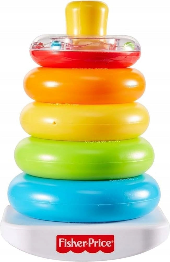 FISHER-PRICE Rock-a-Stack piramida z grzechotką 5 kółek 20 cm, kolorowa zabawka sensoryczna dla dziecka