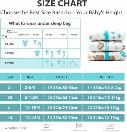 MOSEBEARS saco de dormir 2,5 TOG 0-6 meses para bebés