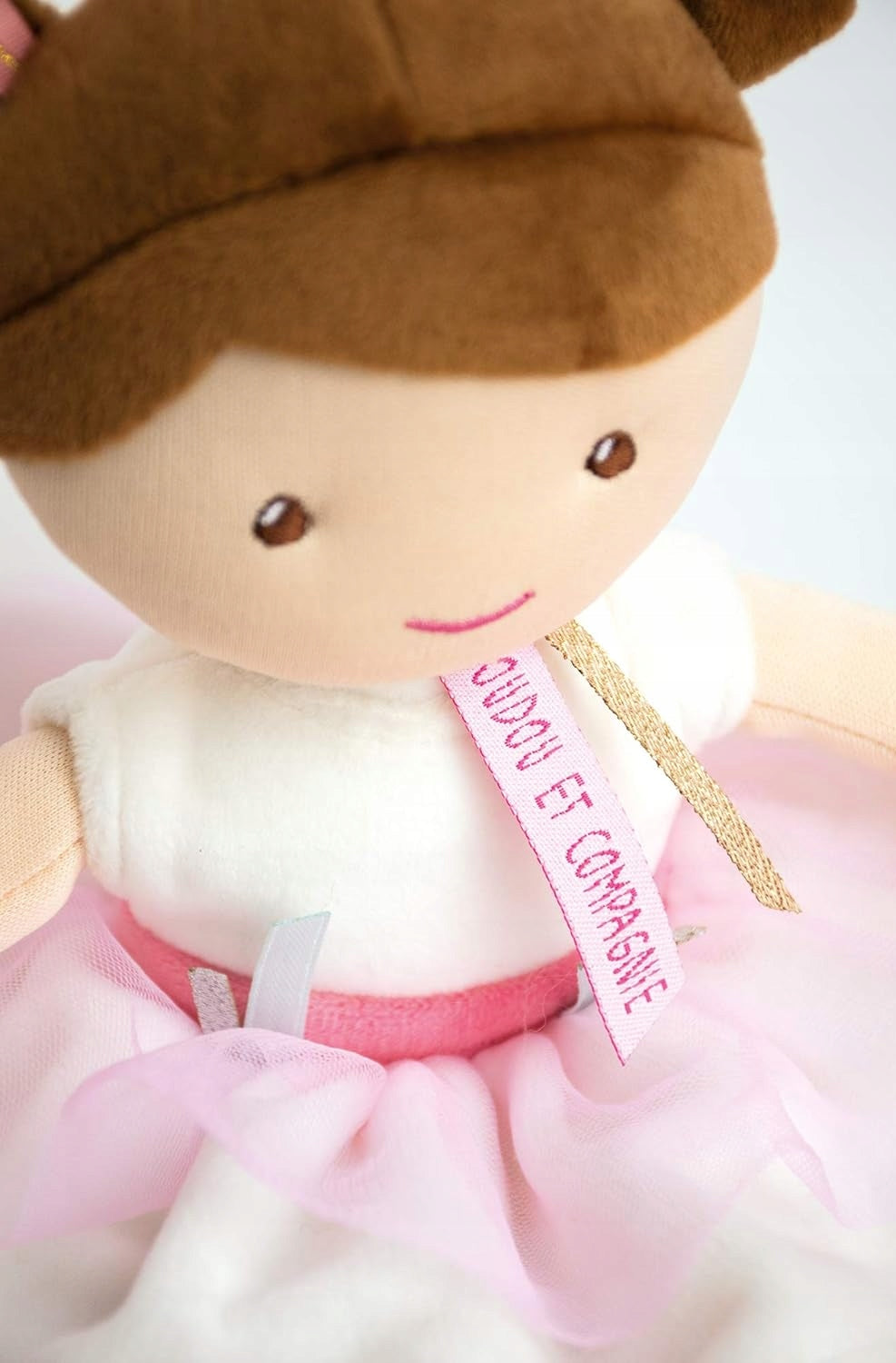 DOUDOU et COMPAGNIE Księżniczka Ombelline lalka przytulanka 27 cm, różowa lalka z miękkiego materiału dla dzieci 0+