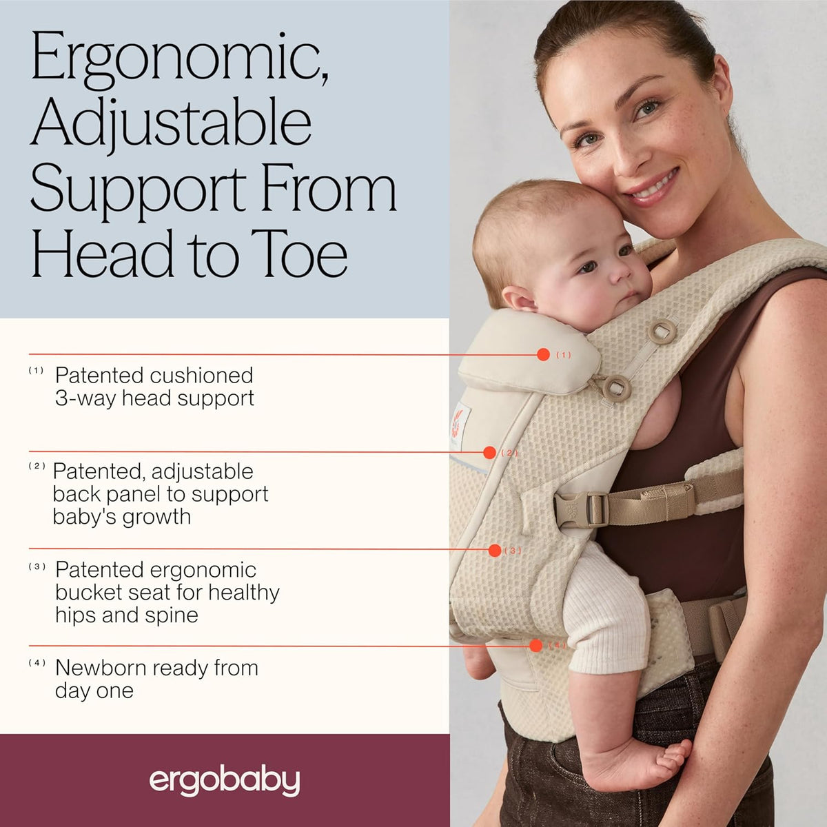 portabebés ergonómico ERGOBABY ADAPT SoftFlex MESH 3,2-20 kg