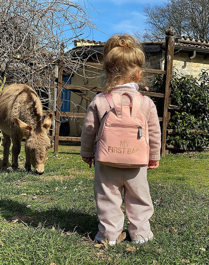 CHILDHOME My First Bag PLECAK dla dzieci miś, różowy plecak dla dziecka z uszami i klamrą na plecach