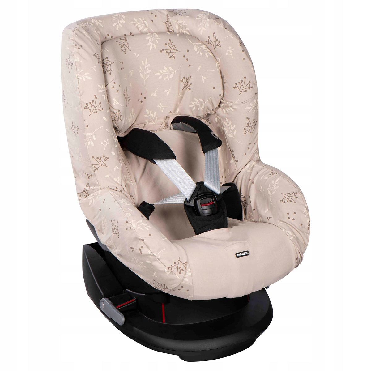 DOOKY SEAT COVER 1 pokrowiec na fotelik UNIWERSALNY, beżowy pokrowiec na fotelik grupy 1 z kwiatowym wzorem