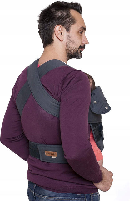 MARSUPI 2.0 nosidełko ergonomiczne L 3,5 - 15 kg, szare nosidło dla dziecka w pozycji M