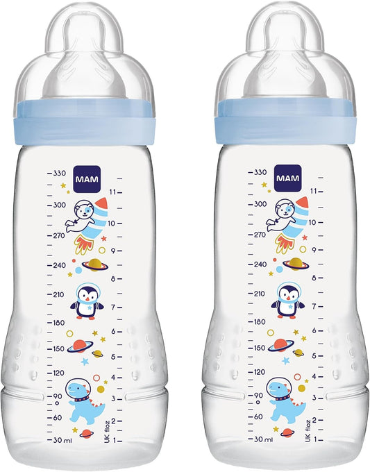 MAM Easy Active bottle set 2x 330 ml 4 m+ size 2 teat COSMOS