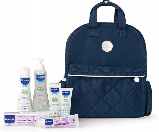 MUSTELA bolsa/mochila + cosméticos para bebés