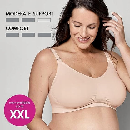 MEDELA KEEP COOL ULTRA biustonosz do karmienia + wkładki L beżowy, bezszwowy, komfortowy, średnie wsparcie