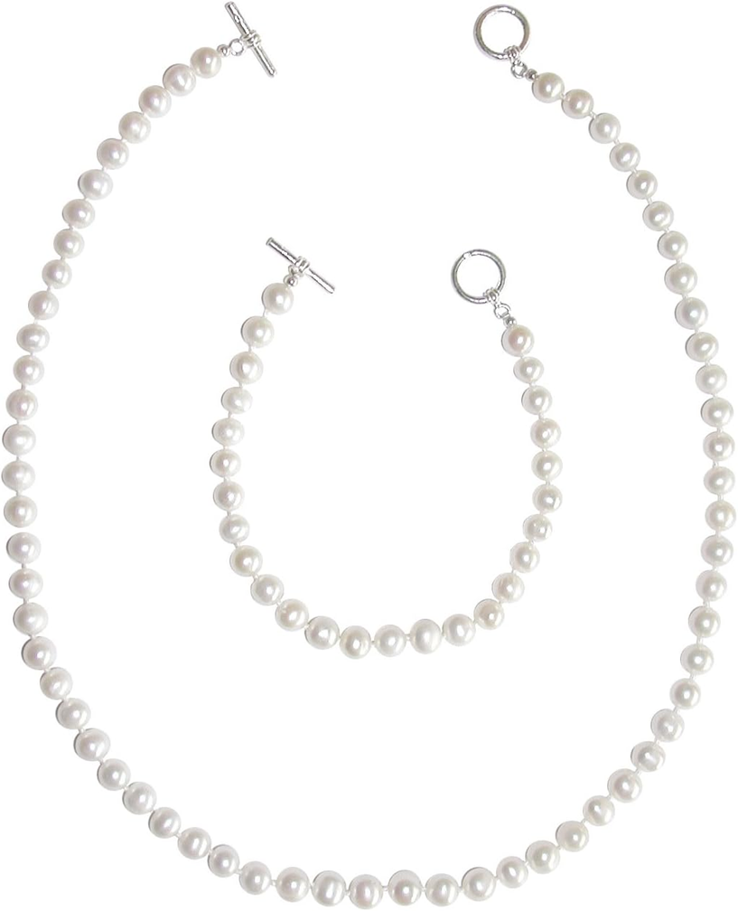 Collar y pulsera de perlas cultivadas de agua dulce
