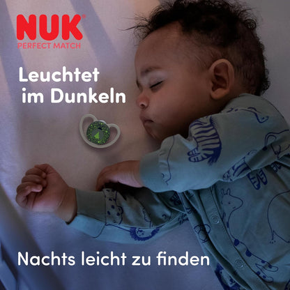 NUK Perfect Match Air Night smoczek uspokajający 0-6m x2, świecący w ciemności dla niemowląt
