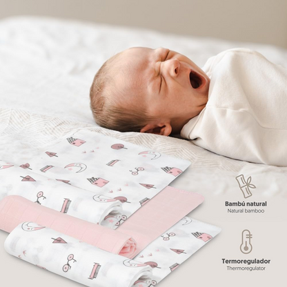 INTERBABY muselinas x3 bambú de algodón 55x70cm