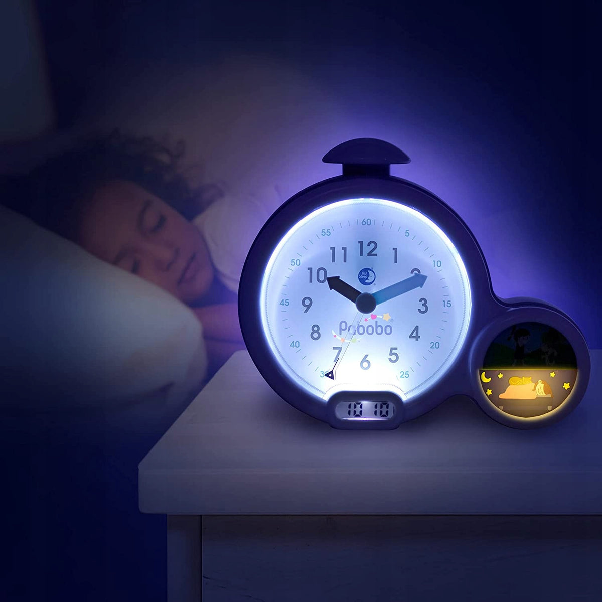 PABOBO Kid'Sleep BUDZIK EDUKACYJNY szary, budzik treningowy dla dzieci z podświetleniem nocnym