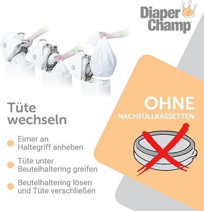 DIAPER CHAMP cubo para pañales y bolsas de basura +/-50 pañales
