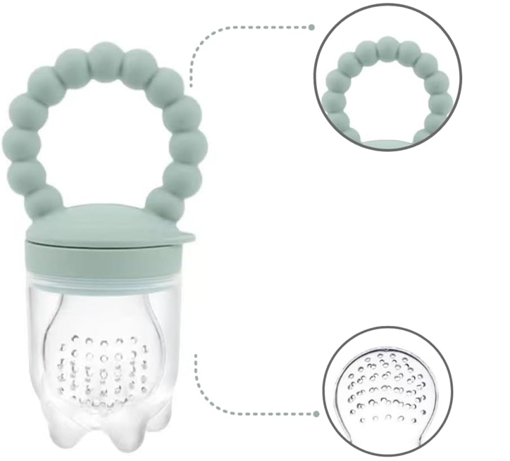 STONNY mordedor dispensador de frutas para bebés 3-24 meses 2 unidades + 6 boquillas y 2 cucharas