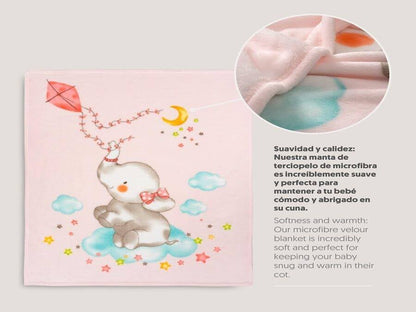 Interbaby Elefante Cometa manta rosa 110x140 cm