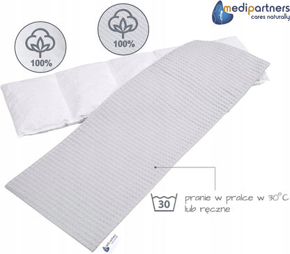 MEDIPARTNERS termofor z pestkami wiśni DUŻY 800g 60x20 cm MINKY, szary termofor naturalny