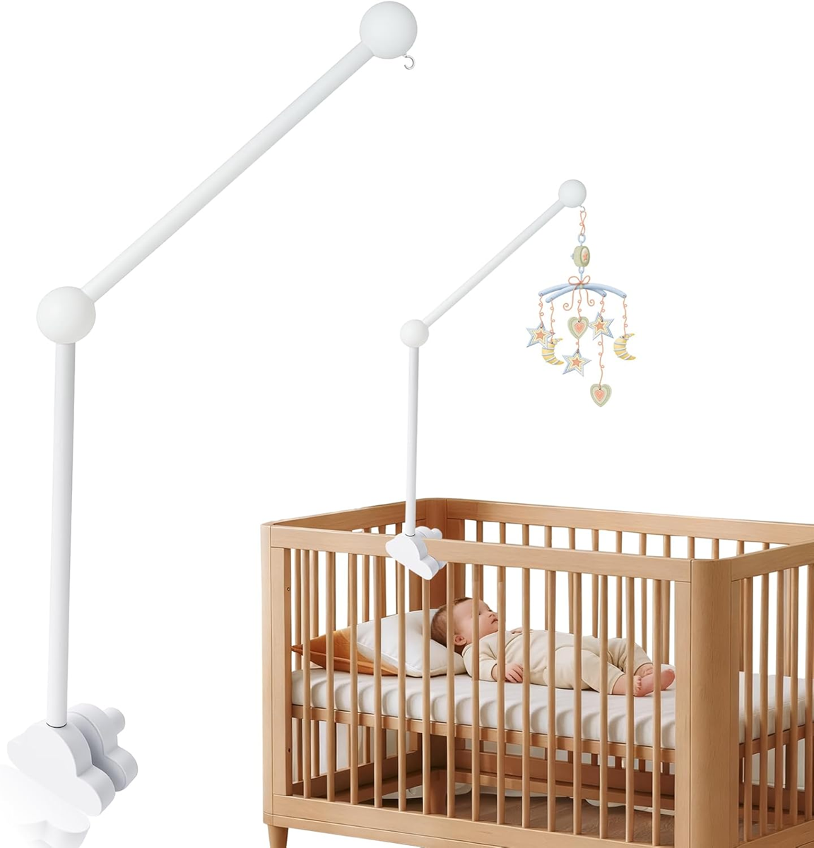 Asa de móvil de madera para cuna