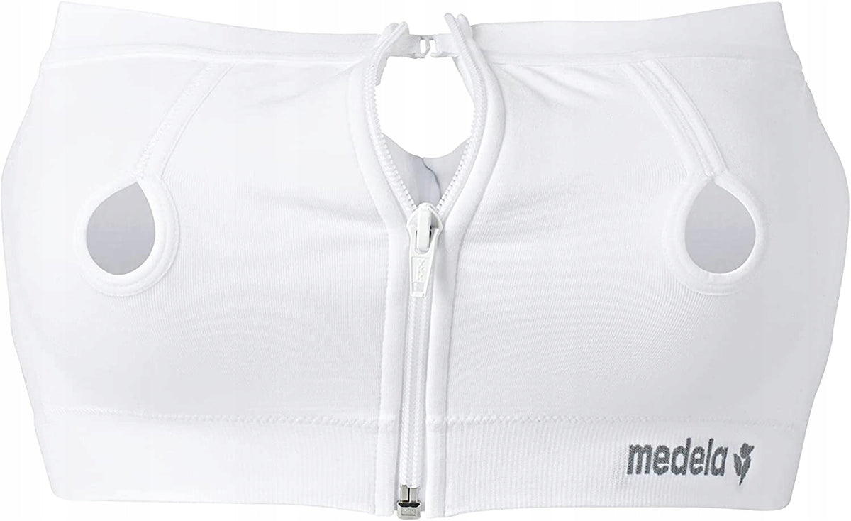 MEDELA gorset do laktatora EASY EXPRESSION M biały, wygodny stanik do odciągania pokarmu dla mam