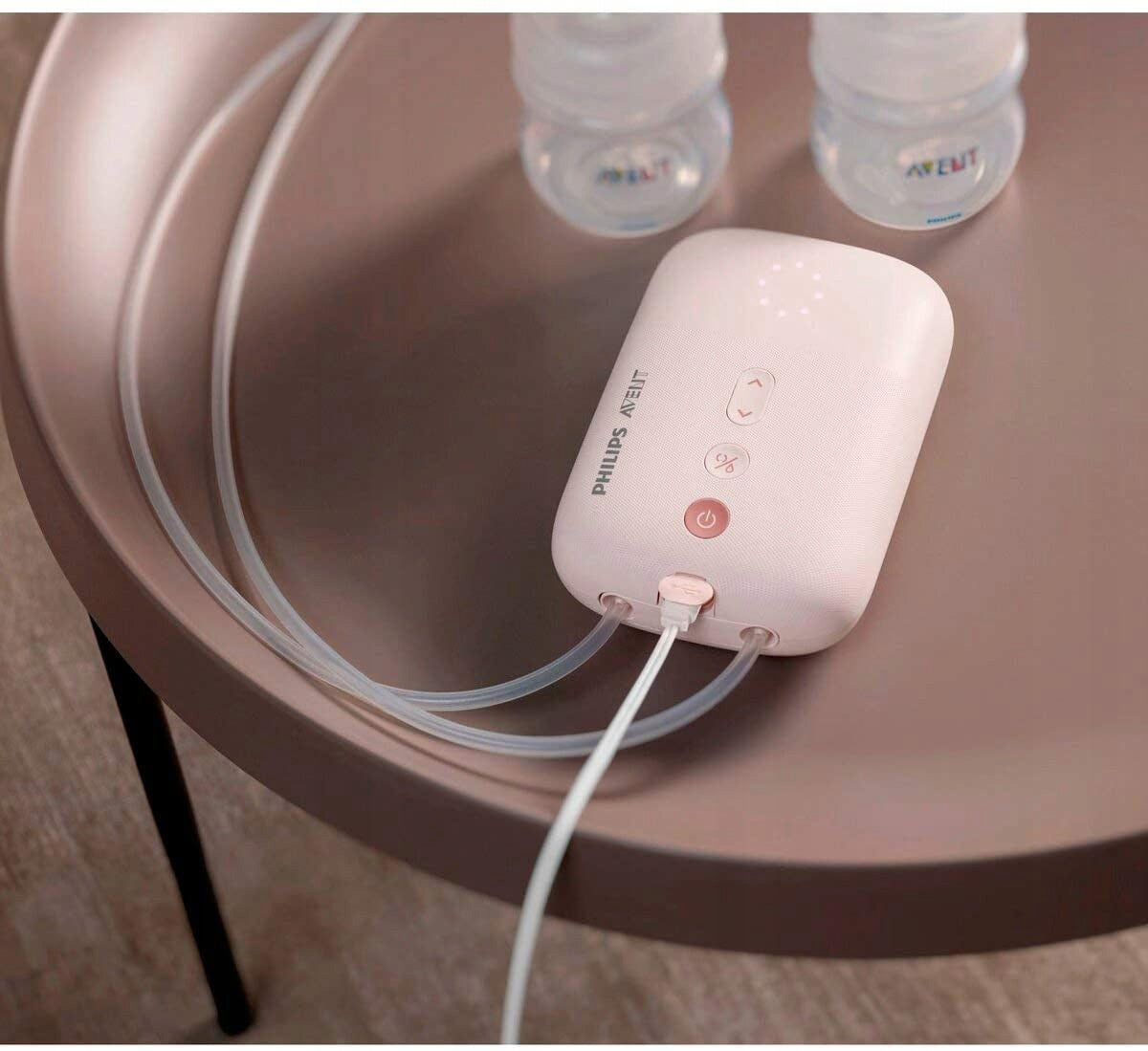 PHILIPS AVENT SCF397/11 podwójny LAKTATOR elektr.1 różowy, elektryczny laktator z przewodami i butelkami