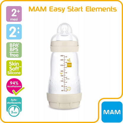MAM Easy Start butelka antykolkowa 260ml 2m+ z smoczkiem Skin Soft, BPA free i auto-sterylizacją